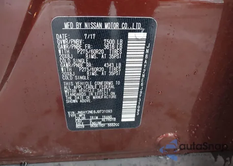 2018 Nissan Armada Platinum from USA, damaged, VIN JN8AY2NE6J9731093